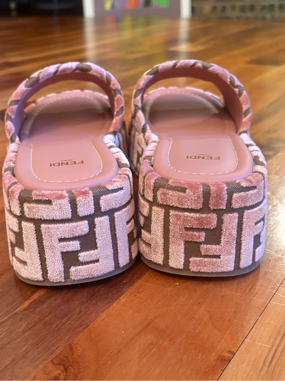 Fendi Sunshine FF Chenille Jacquard Platform Sandals, NEW - Picture 13 of 13